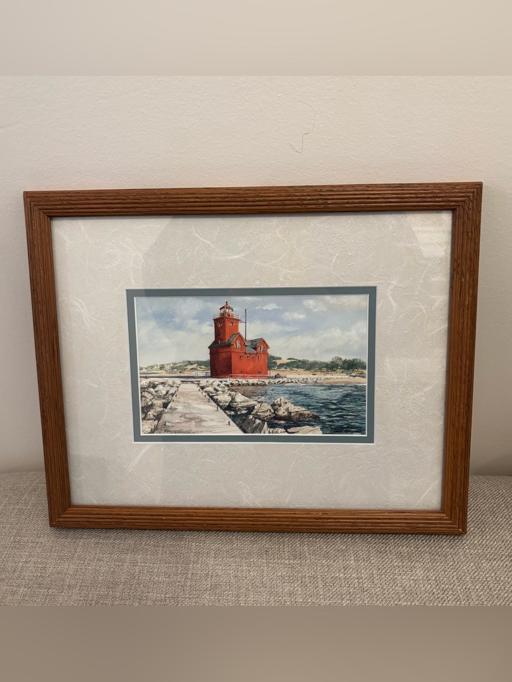 Holland Harbor Lighthouse “Big Red” Framed Double Matted Watercolor Print